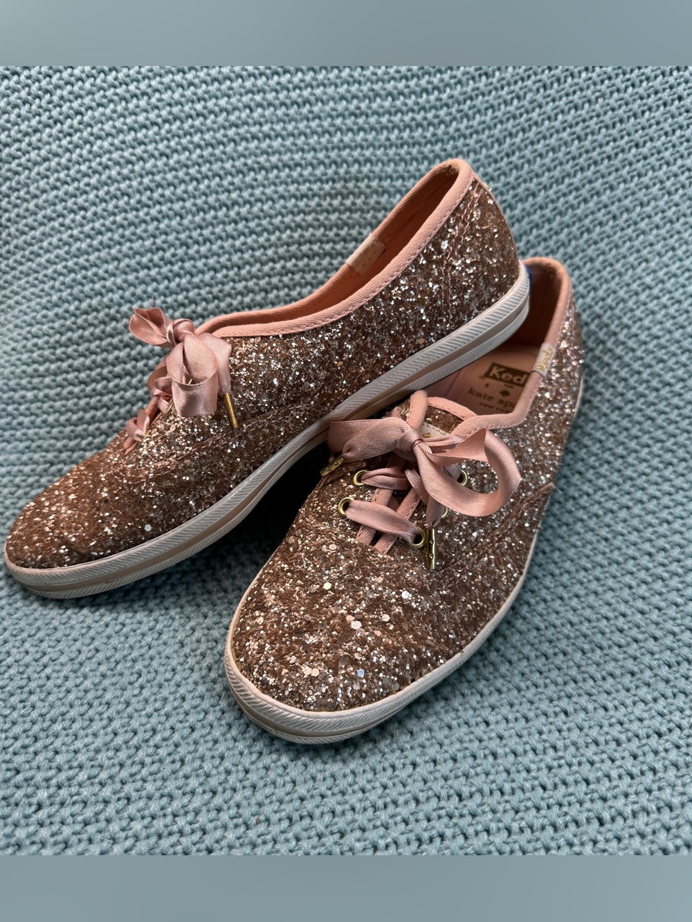 Keds x Kate Spade Glitter Sneakers — Rose Gold/Champagne — Women’s 7